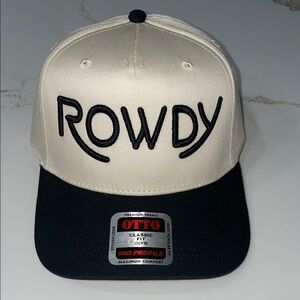 Rowdy Embroidered Two-Tone Beige and Black SnapBack Hat
